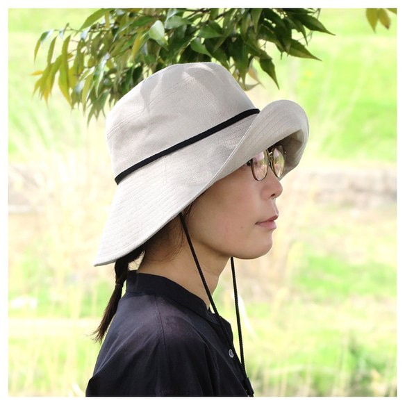 UVカット 完全遮光のリネンシェードクロッシェ ～UV Cat Linen Shade Cloc～あご紐付き【動画あり】 4枚目の画像