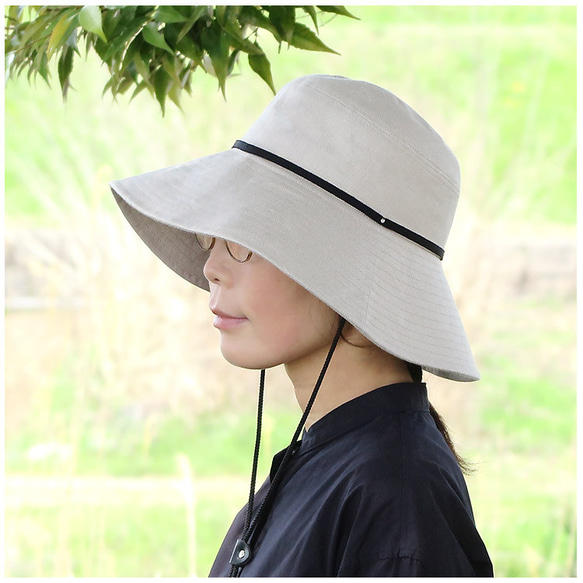 UVカット 完全遮光のリネンシェードクロッシェ ～UV Cat Linen Shade Cloc～あご紐付き【動画あり】 5枚目の画像