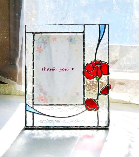 ステンドグラスパネル スイトピー ステンドグラスのスイートピーブーケ