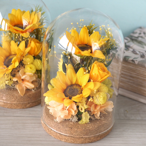 ガラスドーム ひまわり アートフラワー QUEUE DE RANUN 通販 17730156