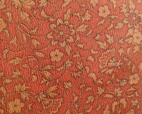 正絹 洗い済】丹色×肌色の小花模様のちりめん生地 約36.5×50