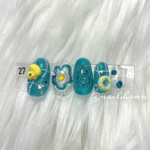 No.27 アヒルネイル/プールネイル/夏ネイル/バブルネイル ネイルチップ