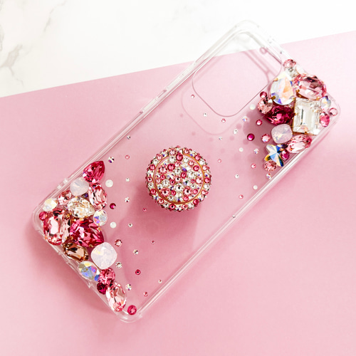 Swarovski ピンク 宝石風 iPhone16ケース High smartphone case