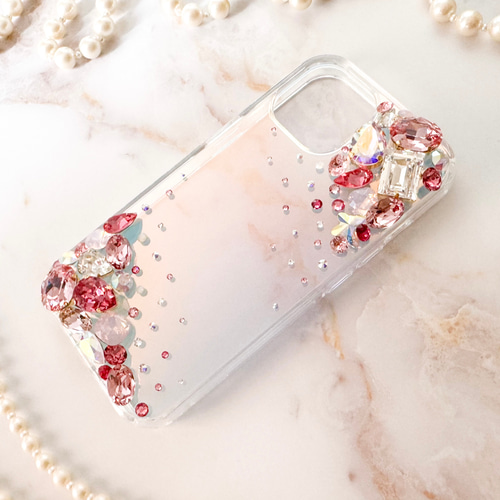Swarovski ピンク 宝石風 iPhone16ケース