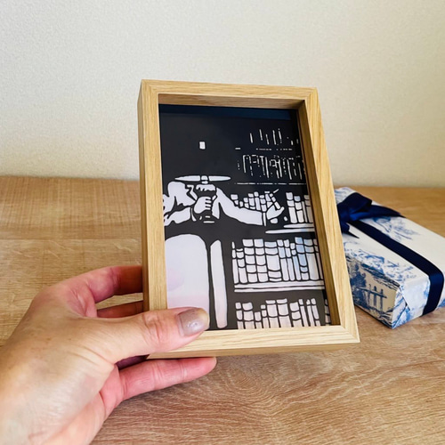 透明名画 ヴァロットン【愛書家】木製アート（ポストカードサイズ