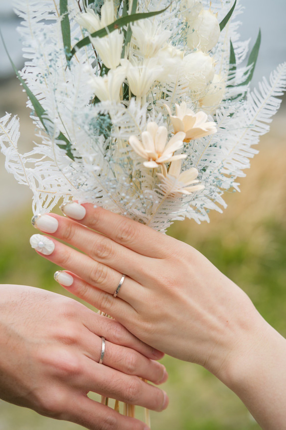 ネイルチップNo.1/ぷっくりフラワー/ガラスフレンチ/ホワイト