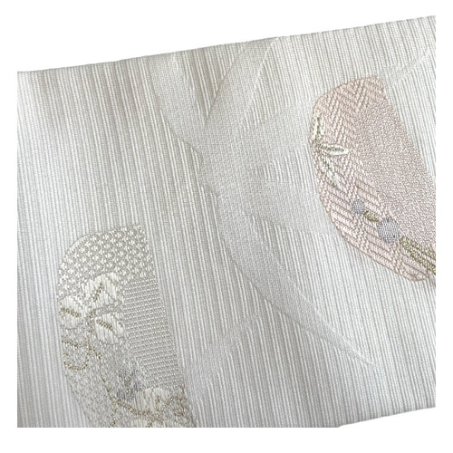 未使用　夏帯　名古屋帯　正絹　絽　お太鼓　白系　　　T 未使用夏帯名古屋帯正絹絽お太鼓白系T