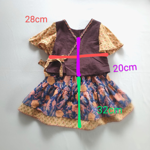 セットアップ カシュクールブロックプリントとインド綿 110㎝ 子供服 