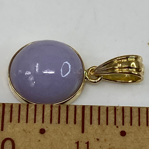 K18 天然ラベンダー翡翠　ペンダント　トップ k18YG AU750 18金 天然 ラベンダーヒスイ 翡翠ペンダント 3.8ct