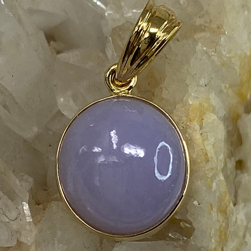 k18YG AU750 18金 天然 ラベンダーヒスイ 翡翠ペンダント 3.8ct