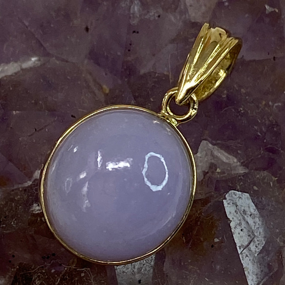 k18YG AU750 18金 天然 ラベンダーヒスイ 翡翠ペンダント 3.8ct k18YG AU750 18金 天然 ラベンダーヒスイ 翡翠ペンダント 3.8ct