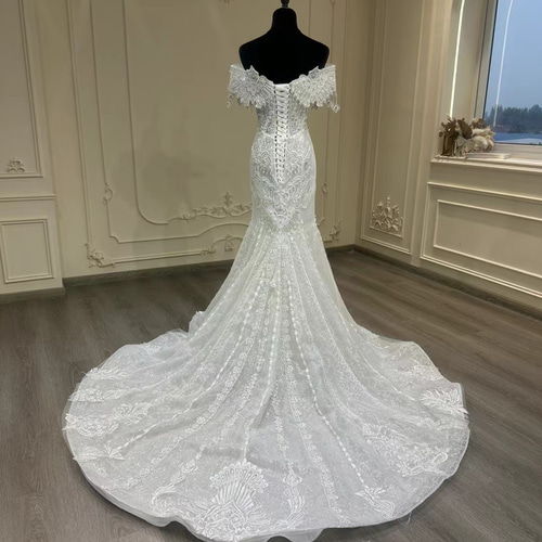 王道派！マーメイドドレス 二の腕を隠せる 見細えシルエット 優雅 高級