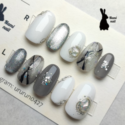 ネイルチップ ブラック 黒 ニュアンス ミラー もやもや【99】 ネイル