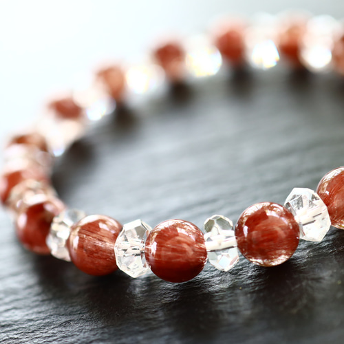 8.0-8.4mmレッドルチルクォーツブレスレット レッドルチルクォーツ 8ミリブレスレット