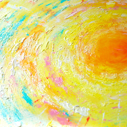 抽象画 オレンジの太陽 油彩 原画】【復刻】抽象画 太陽のひかり 約410×410mm（S6サイズ