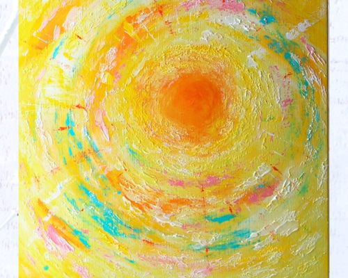絵画 859 油絵/抽象画風/自然のパターン/天然水晶/オレンジ/紫/P15号 ea6802195b403c9ea8d2f6deb40f15