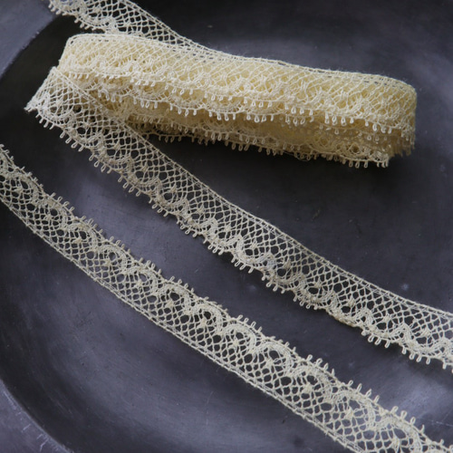sold フランス 60㎝ アンティークレース C933 イエロー レース