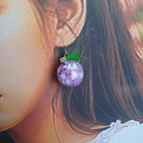 プルーン✾大ぶりピアス 果物シリーズ ハンドメイド No.135 ピアス 