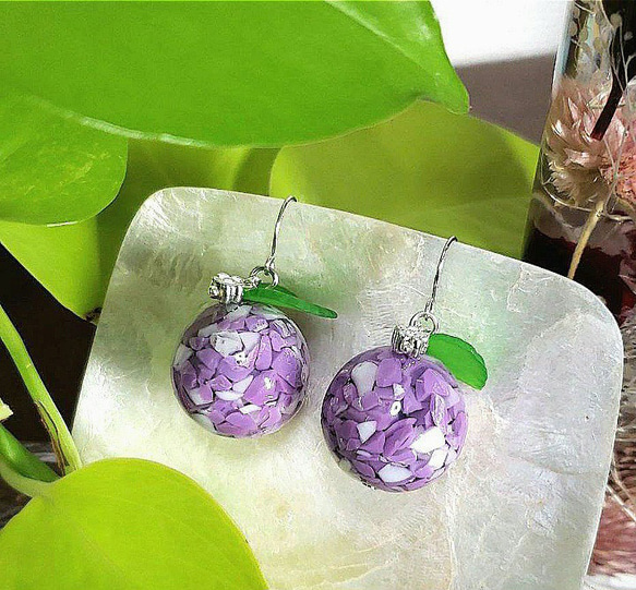 プルーン✾大ぶりピアス 果物シリーズ ハンドメイド No.135 ピアス 