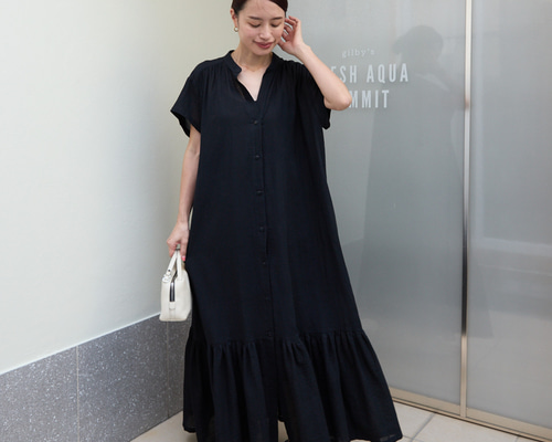 【関税込み】Silk Laundry ブラック '90s ミディアムワンピース osharewalker ワンピース レディース ロングワンピース マキシ