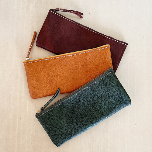 ポーチみたいな長財布 スリムタイプ 薄型財布 柔らかい革 長財布 革  