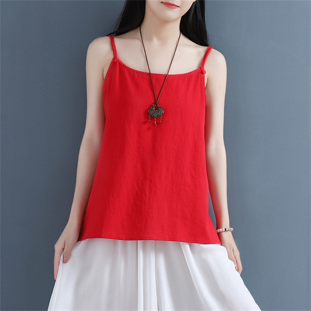 レディース無地綿麻キャミソール