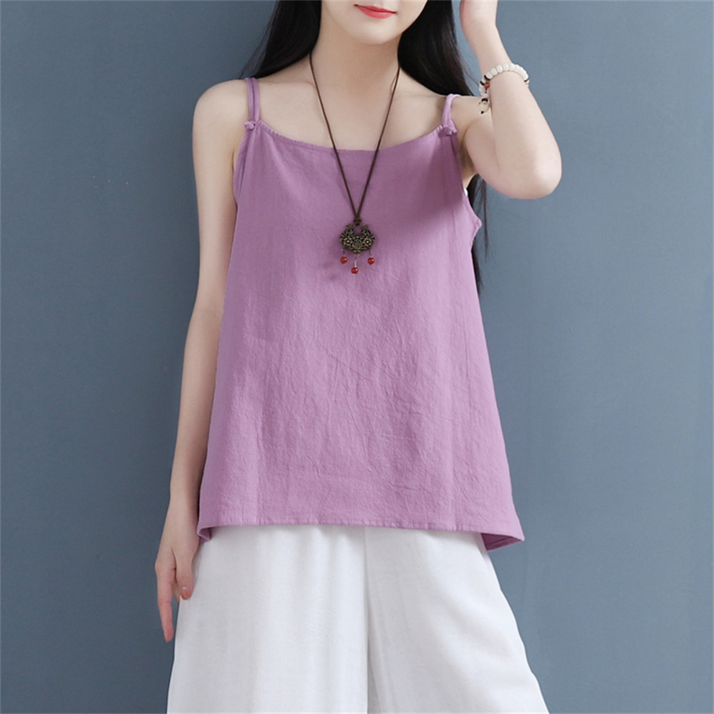 レディース無地綿麻キャミソール