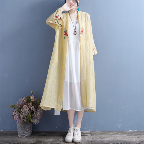トクコの袖なしチュニックと長袖ロングカーディガンのセットです UVカット シャツワンピース チュニック レディース 羽織り
