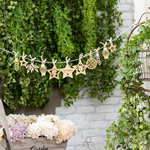 七夕飾り オーナメント⌇木製「星飾り」ガーランドにも◎￤おうち