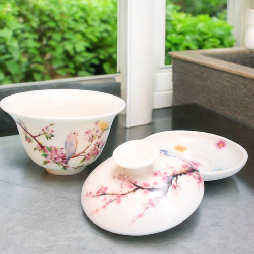 蓋碗・ことり 中国茶 中国茶器 台湾茶 ポーセラーツ ティー