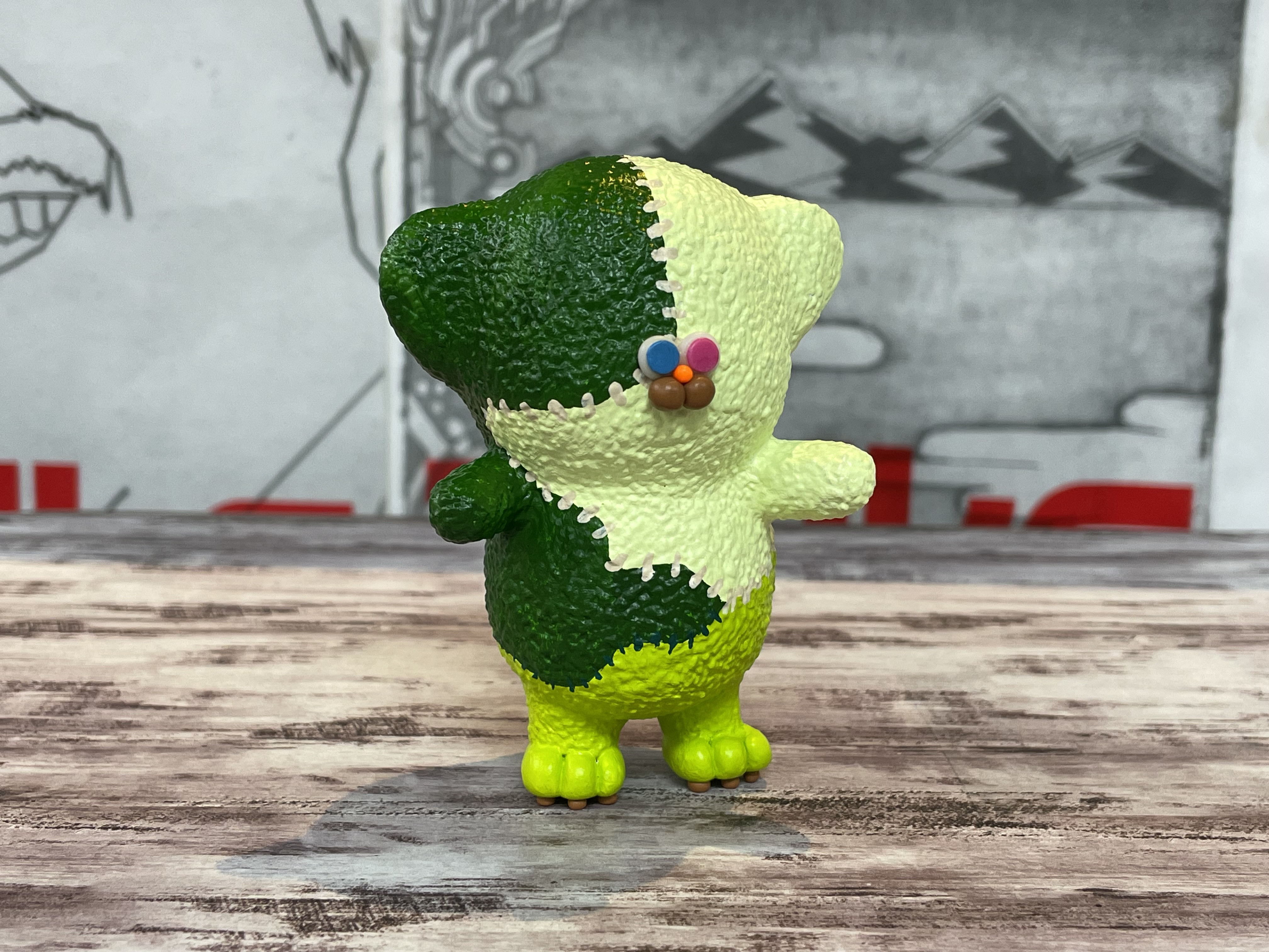 ”高さ91mm”★☆ふくくるん(みどりのつぎはぎ君) ☆ 幸せを招ぶ置き物として ★ 笑顔にさせるために頑張ってます。 4,050円