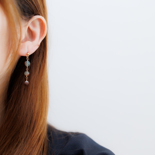 Unique】大粒アクアプレーズ☆天然石ピアス