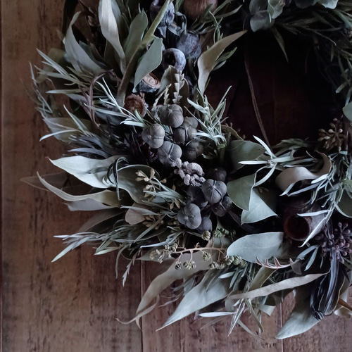 魔女の棲む森 ～木の実と詩～】ドライフラワー リース ネイティブ  