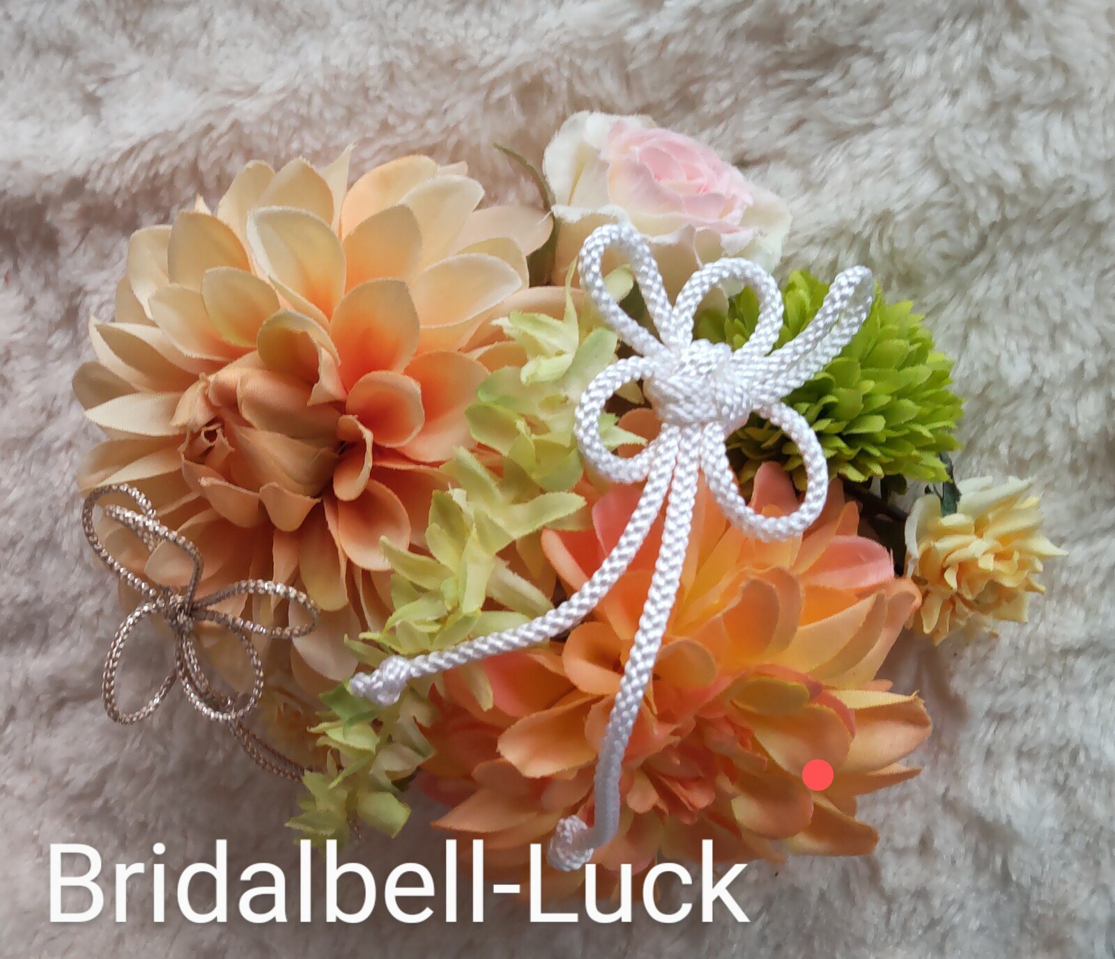 造花髪飾り　ピーチダリア　バラ　マム