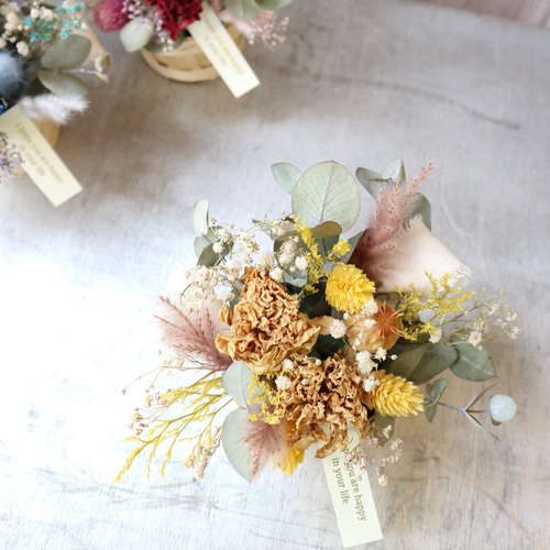 ドライフラワーミニバスケット インテリア 結婚祝い 引っ越し祝い 新築