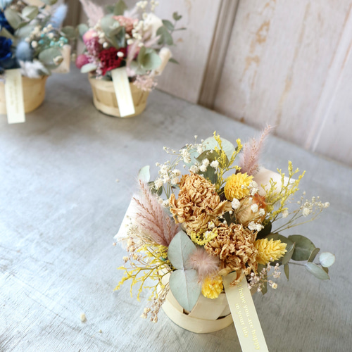ドライフラワーミニバスケット インテリア 結婚祝い 引っ越し祝い 新築