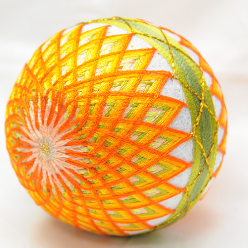 手まりN50 オレンジの菊 直径11.5cm[てまり 手毬 手鞠] その他