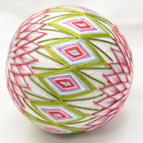 手まりN52 二つ菊とダイヤ 直径11.5cm[てまり 手毬 手鞠] その他