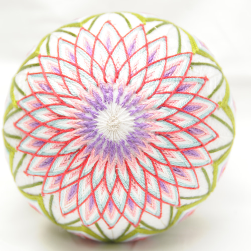 手まりN52 二つ菊とダイヤ 直径11.5cm[てまり 手毬 手鞠] その他