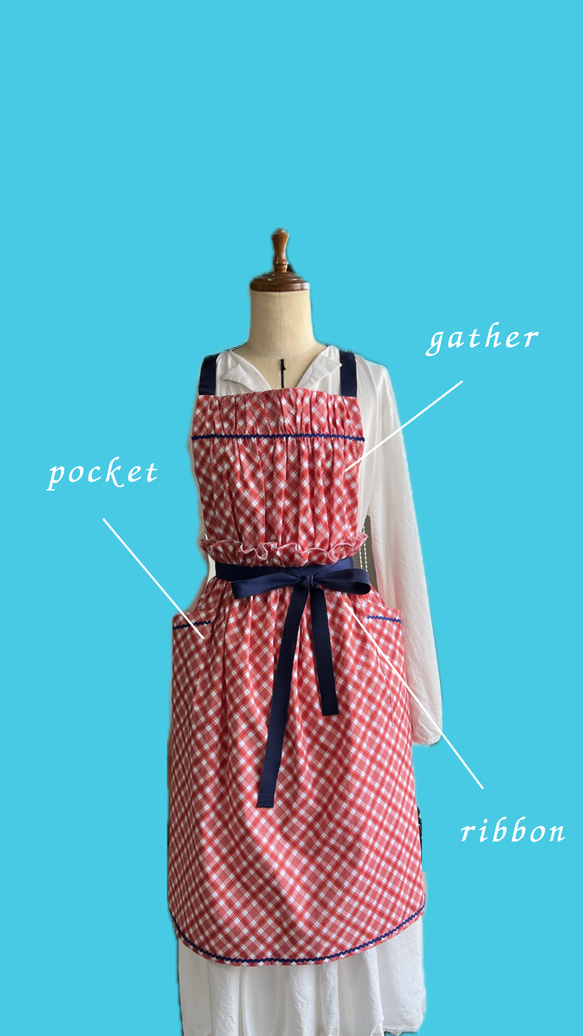 日常をワクワクさせるエプロンの専門店】 赤チェックエプロン エプロン