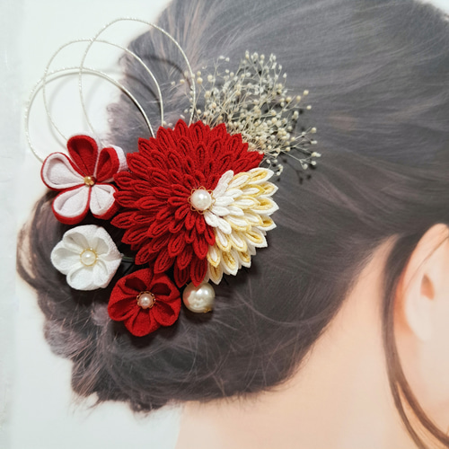 ☆大容量！ 豪華 24点セット☆ ◎つまみ細工◎ 菊『大きなお花の髪飾り