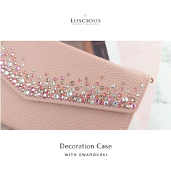 スワロフスキーラインストーンデコレーション手帳型スマホケース【ライトピンク×ピンクストーン】ショルダーストラップ付 8枚目の画像