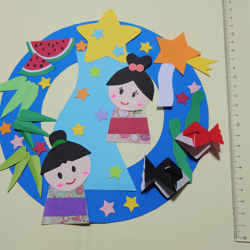 再販（4）、送料無料、七夕飾りリース製作キット8人分1セット