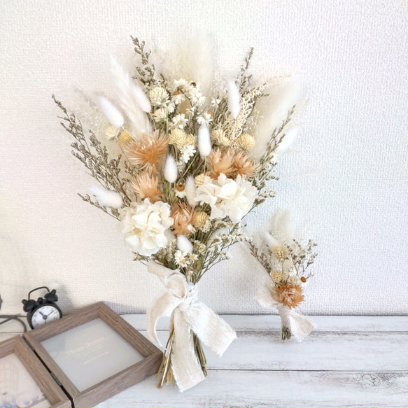 ブーケ ブートニア付 ドライフラワー＊一点物~シルバーデージー 小花  