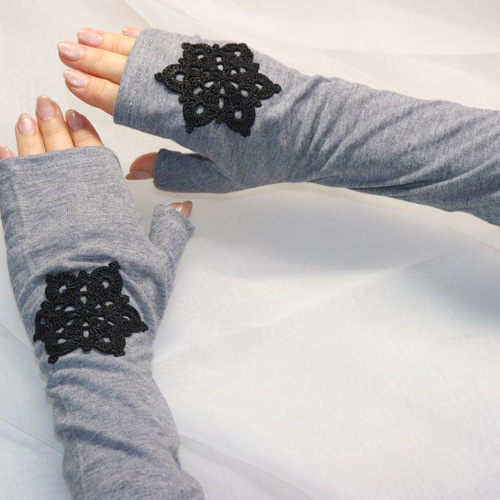 ❃夏のUVカットのアームカバー グレー(星) 手袋・ミトン アトリエ