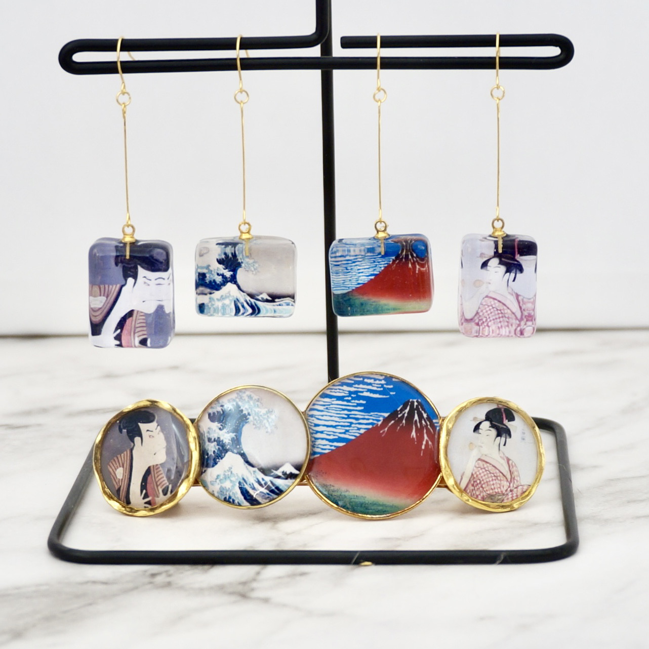 【葛飾北斎展】浮世絵 な 世界〔バレッタ〕&〔ピアス〕