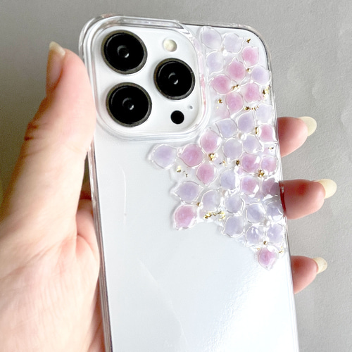 花陽のスマホケース iPhone17pro iPhone16 16e 紫陽花 スマホケース クリアケース お花 全