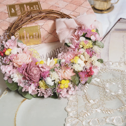 可愛らしい雰囲気のリース】ドライフラワーハーフリース22cm ドライ