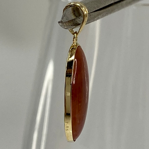 k18YG AU750 18金 天然 赤ヒスイ 翡翠ペンダント 7.8ct ペンダント  