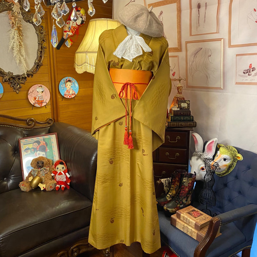 和洋折衷 着物 リメイク ワンピース ドレス 帯サッシュベルト 和洋折衷 着物 リメイク ワンピース ドレス 帯サッシュベルト